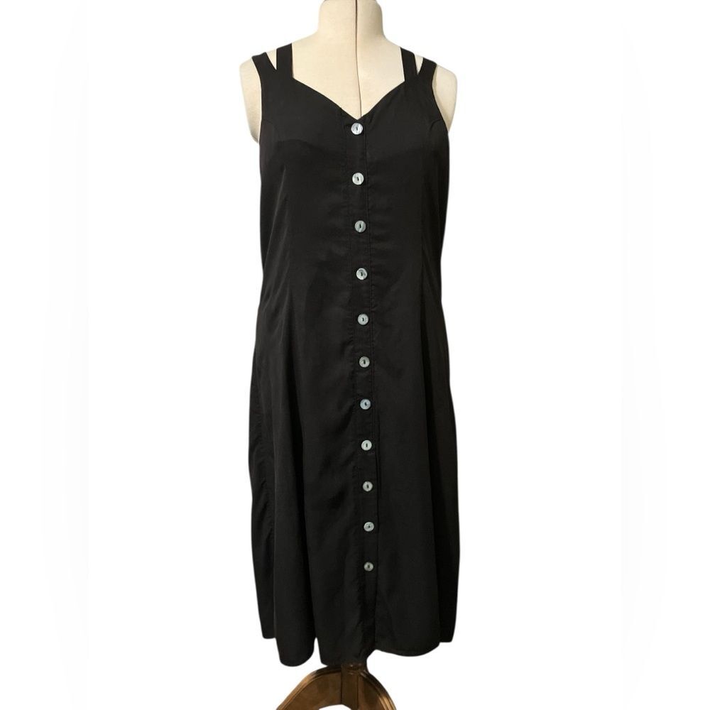 DownEast Dress Size XL Strappy Cross Back Sundress Black Sleeveless Vacation